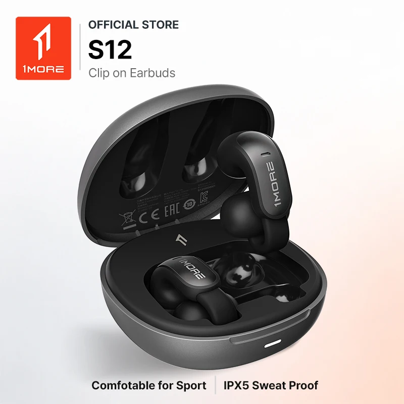 1MORE S12 Open Ear Clip-On Earbuds Wireless Bluetooth 5.4 Sport