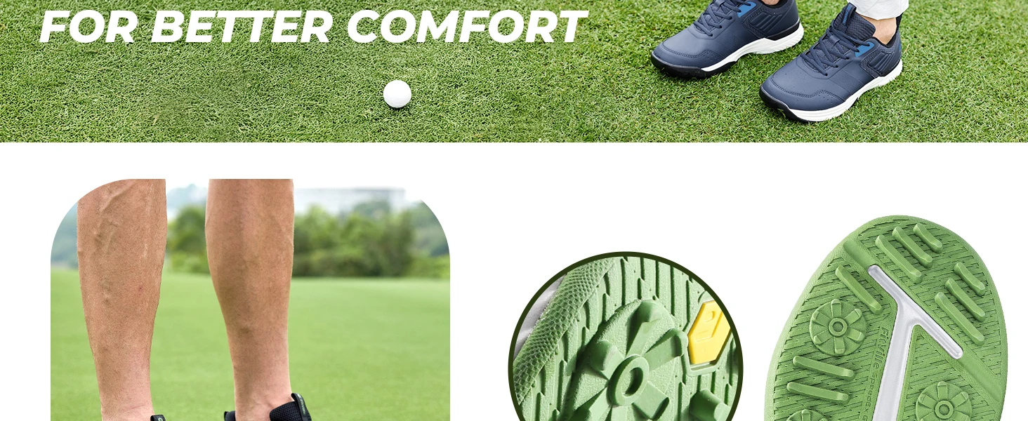 Fitville Professionelle Herren-Golfschuhe mit extra breiter Zehenpartie, lässige Golfsneaker, gepolsterte, wasserabweisende Sportschuhe für Herren – Detail 7