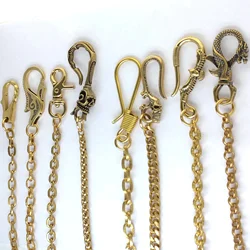 8 styles Soild retro brass 9 inches  Wallet decor key Chain Keychains eagle dragon Cowboy Belt Chains EDC gift for boyfriend
