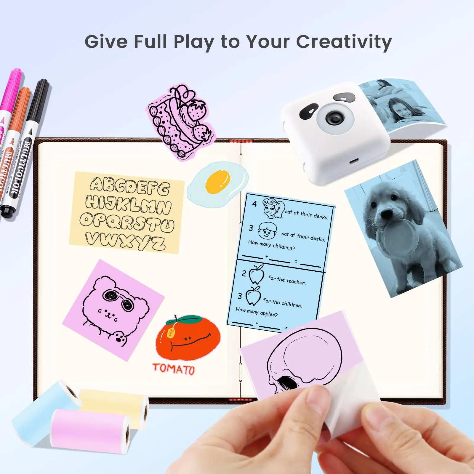 Pegatina térmica autoadhesiva de 57mm, impresión instantánea, papel de impresión para cámara de niños, peripage, regalo de cumpleaños y Navidad, creatividad