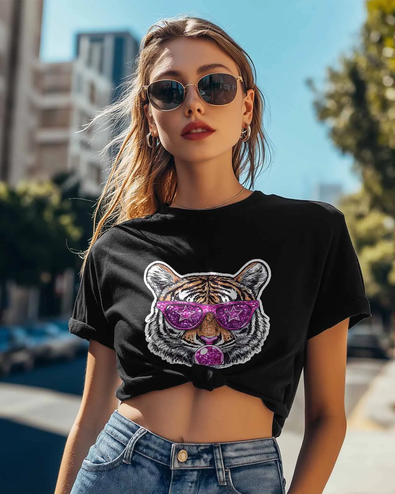 The Tiger Blowing Bubbles T-Shirt Lover Gift Sweatshirt Fitness T-shirt Short Sleeve O-neck Clothing Tops