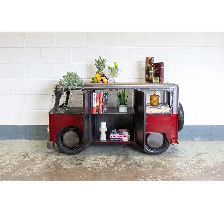 Creative bus-shaped bar furniture, retro design, functional surface, perfect for entertainment