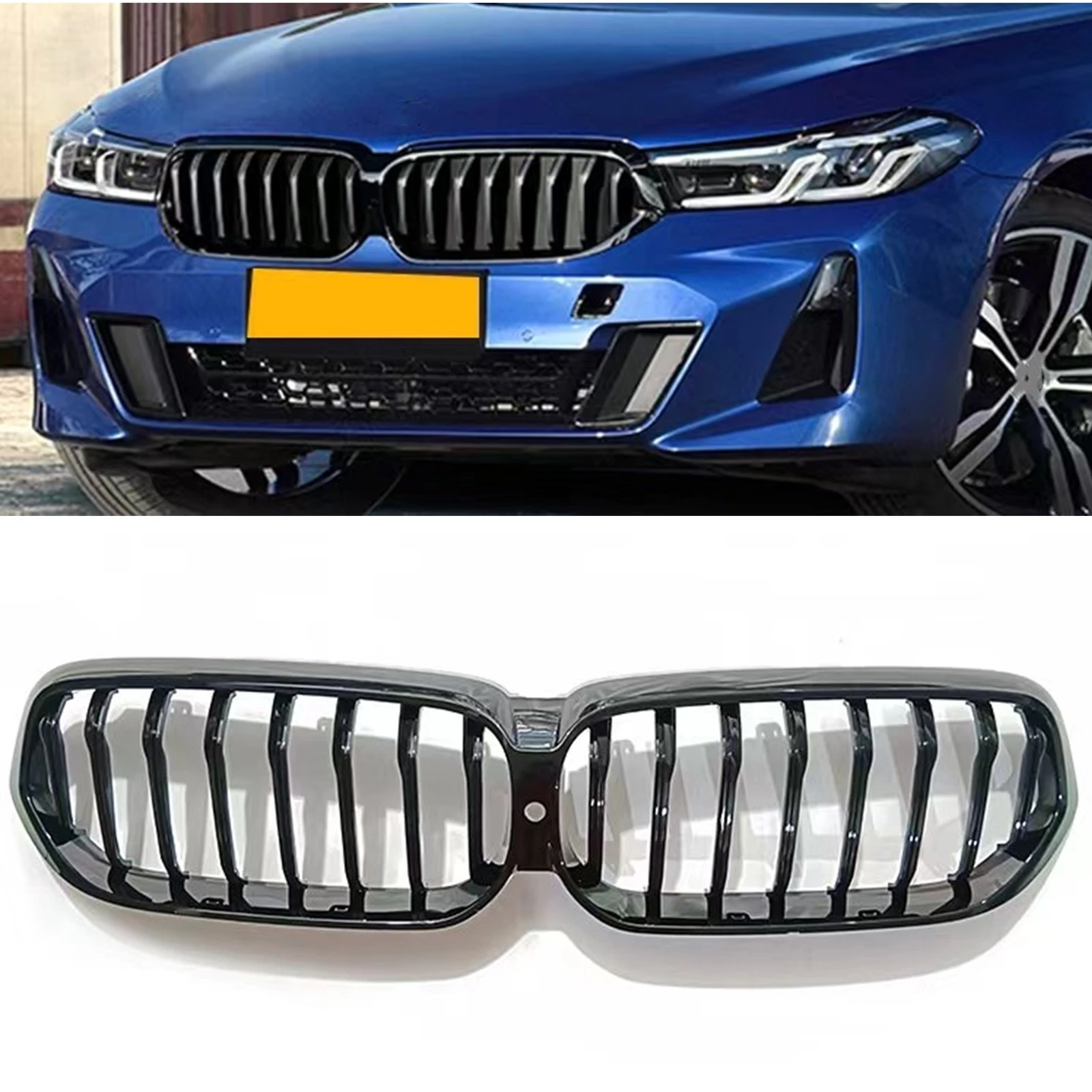 

Front Kidney Grille Grill For BMW 6 Series G32 6GT 630i 640i 650i 2021-2023 Advance Version Single Line Upper Bumper Hood Mesh