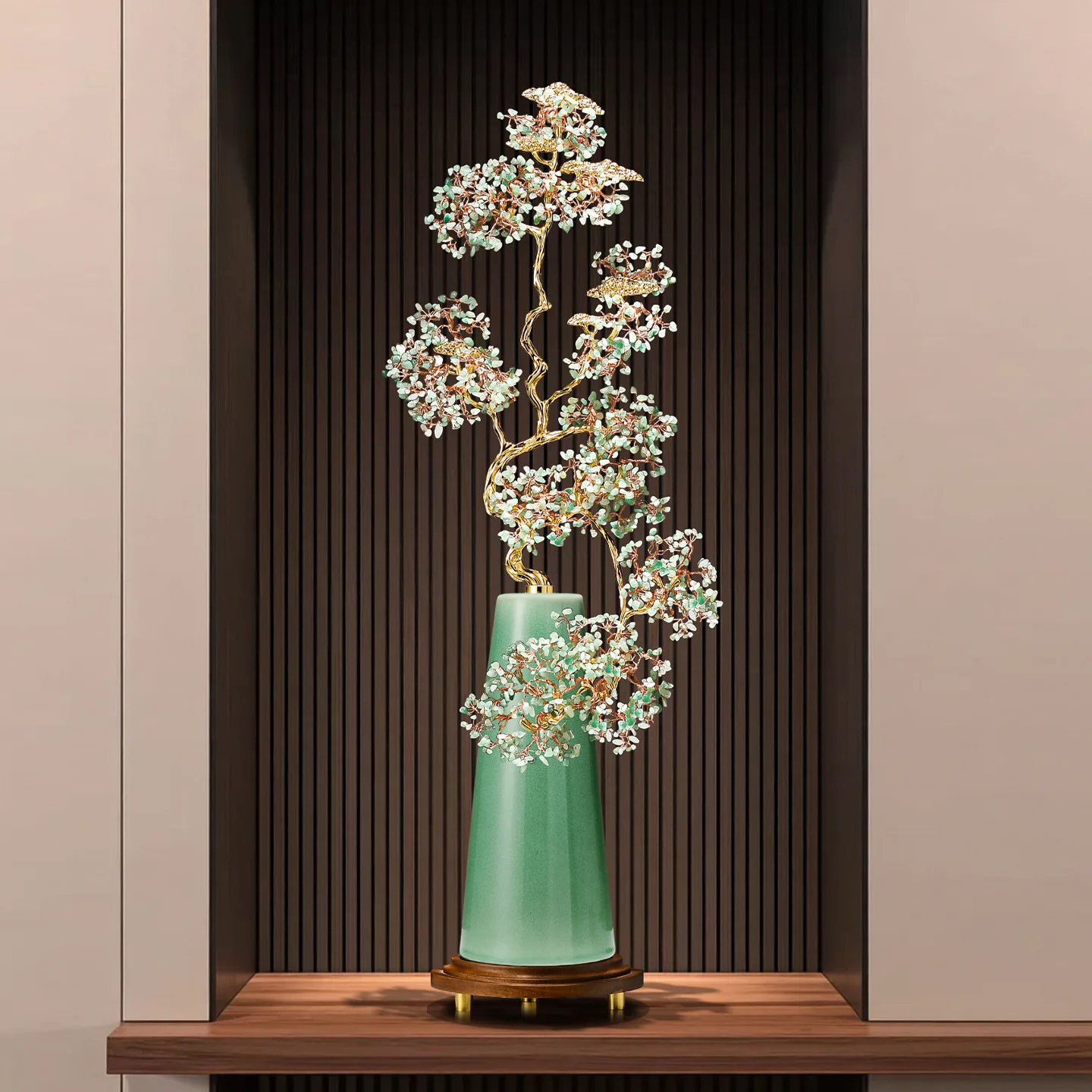 Golden branches and jade leaves lucky ceramic ornaments high-end office citrine living room entrance housewarming gift