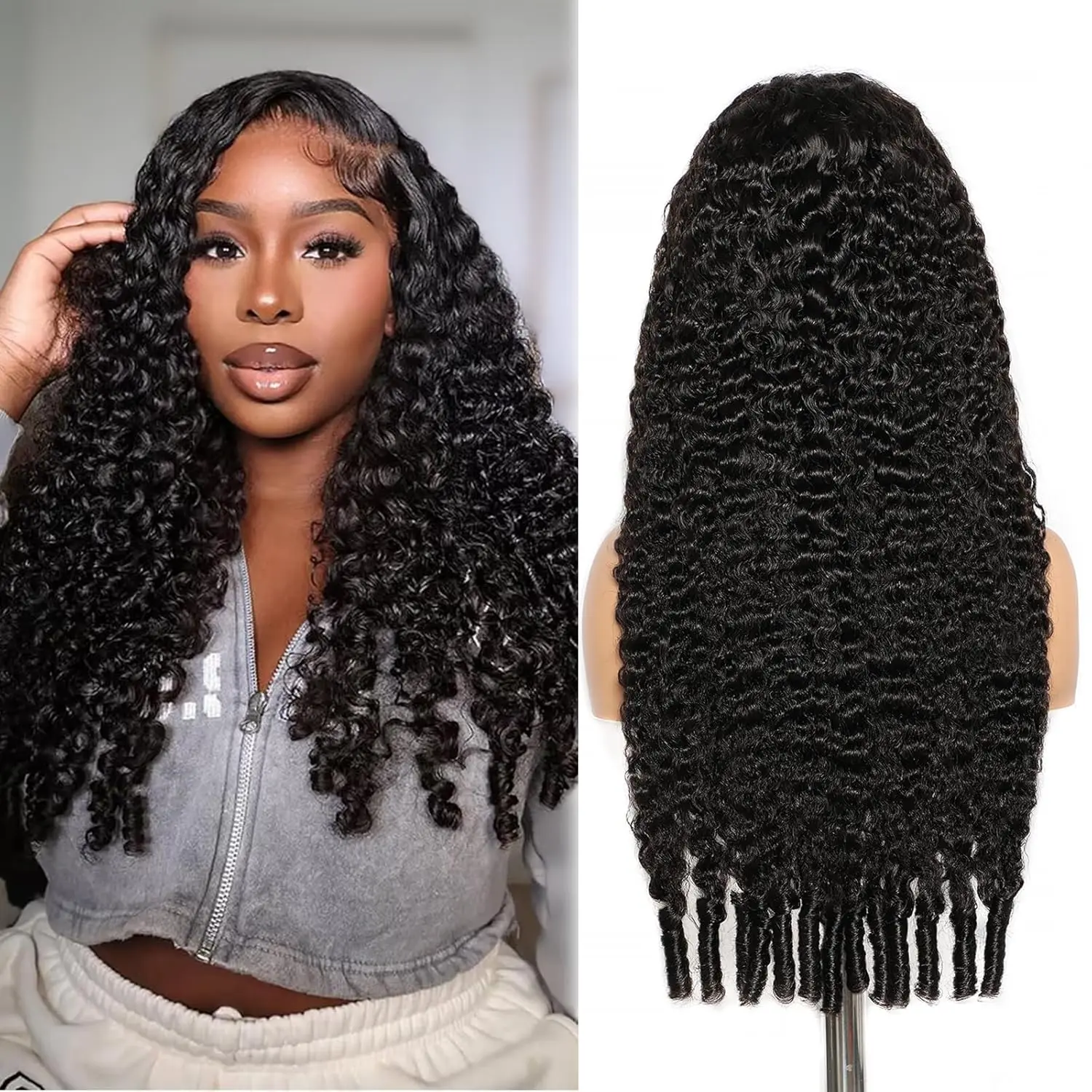 250 Dichte 13x4 Burmesische Lockige Echthaar-Perücke HD Transparente Lace Front Vorgezupfte Natürliche Haarlinie Voll Dick Atmungsaktiv Komfortabel