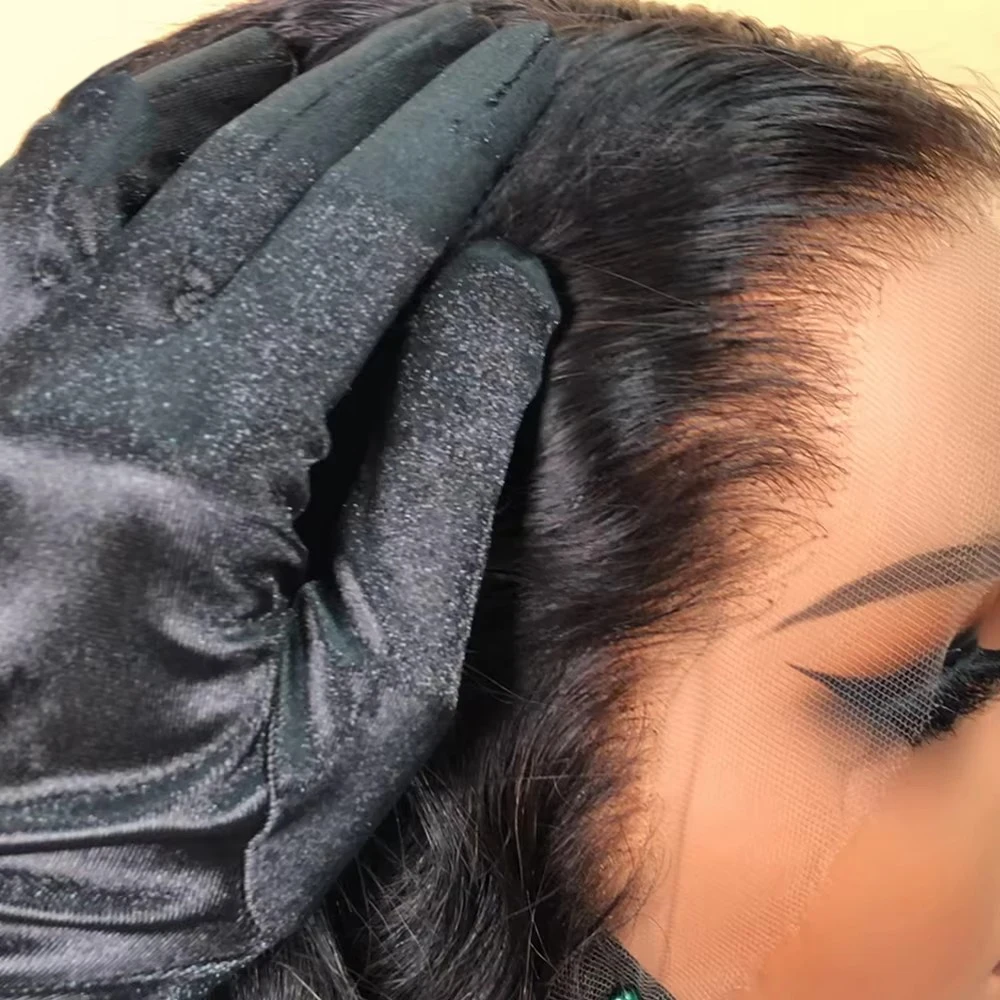 13x4 Deep Wave Lace Front Wigs Human Hair 200% Density 18 Inch Curly Human Hair Wig for Women Natural Black HD Transparent Lace