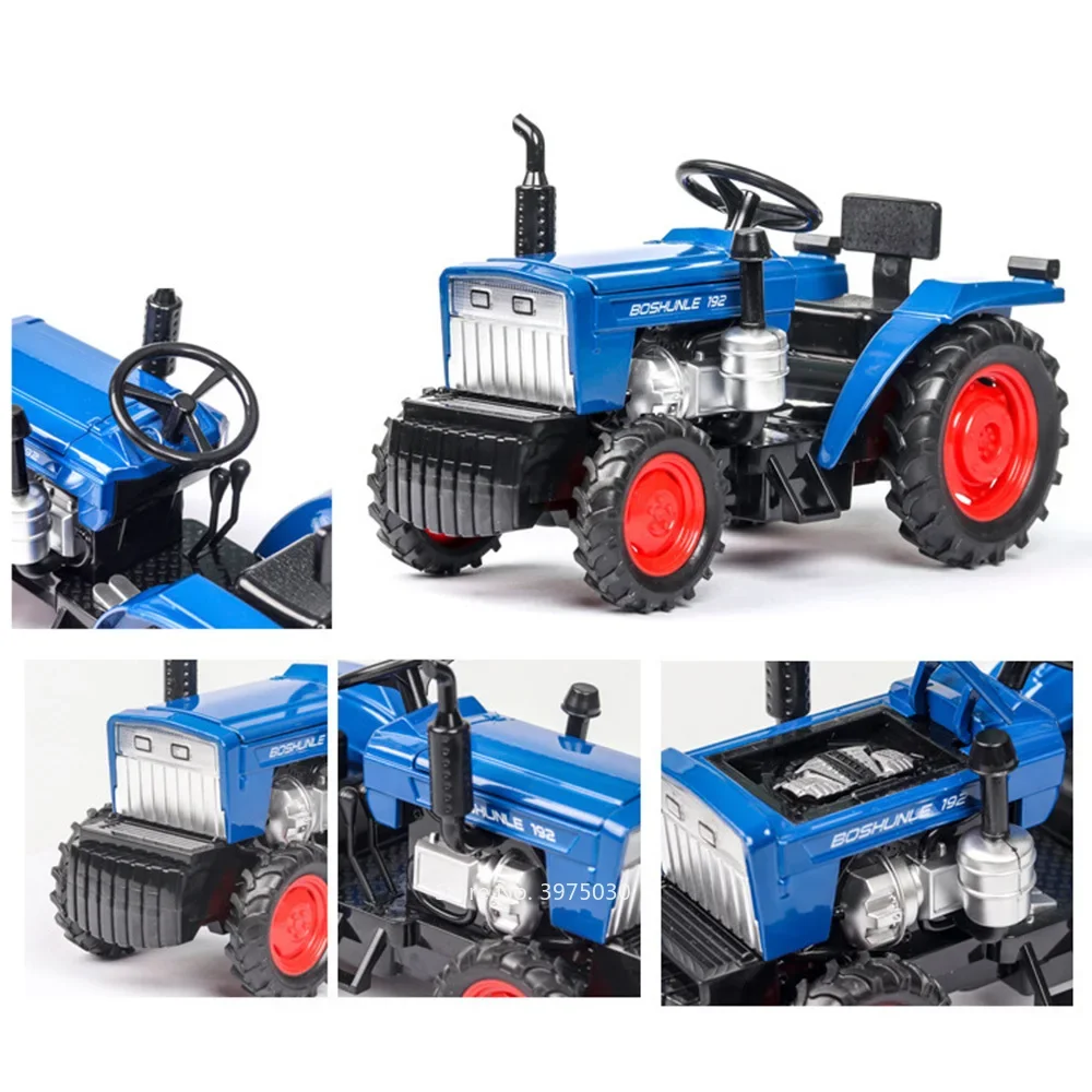 1/32 Scale farm Tractor Alloy Toy Model Car Diecast with Light Music Rubber Tires Tractors Vehicles for Boys Gifts Collection