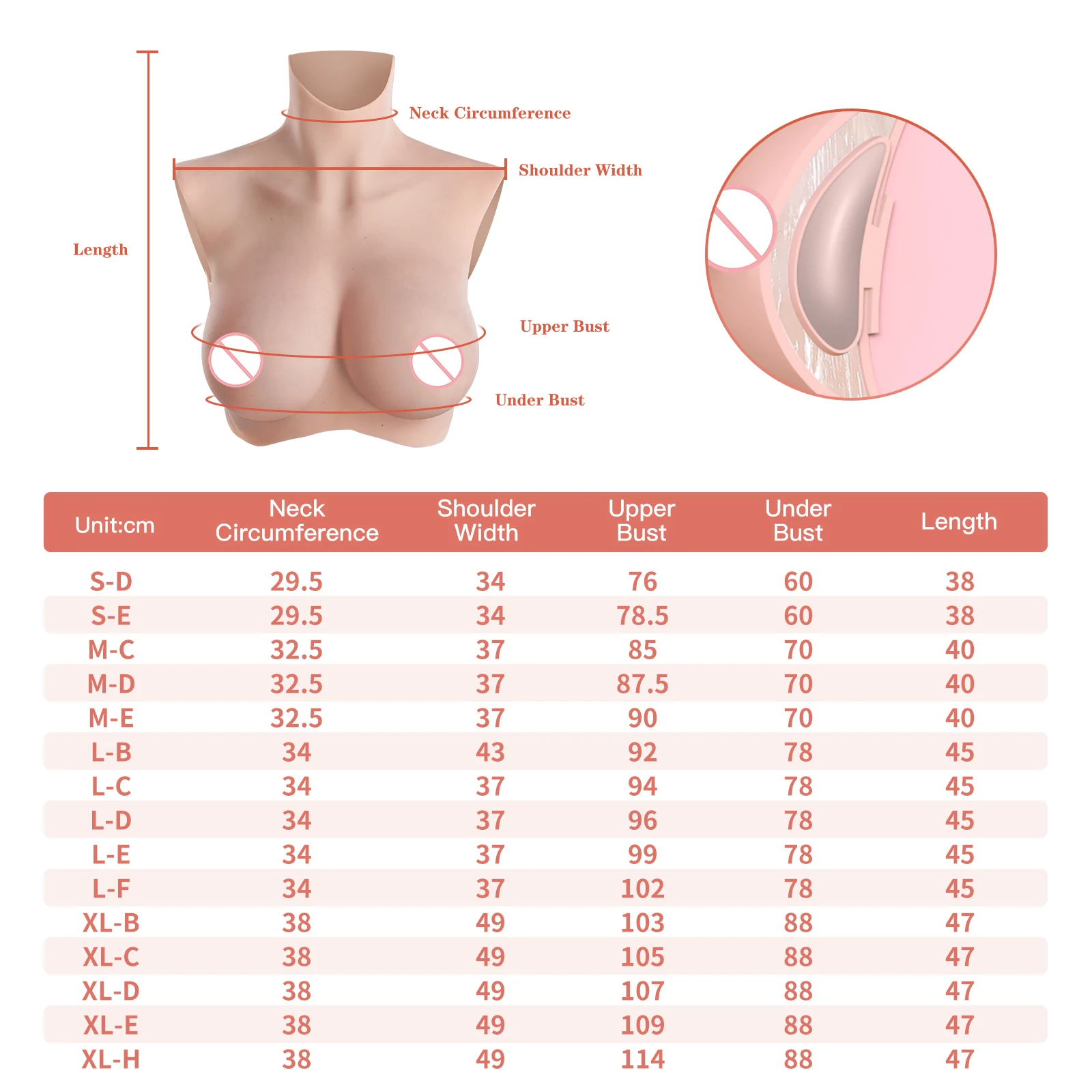 KUMIHO 8G Realistic Breast Form Silicone with Airbag No Oil Sissy Fake Chest Transgender Man Fake Boobs for Crossdresser