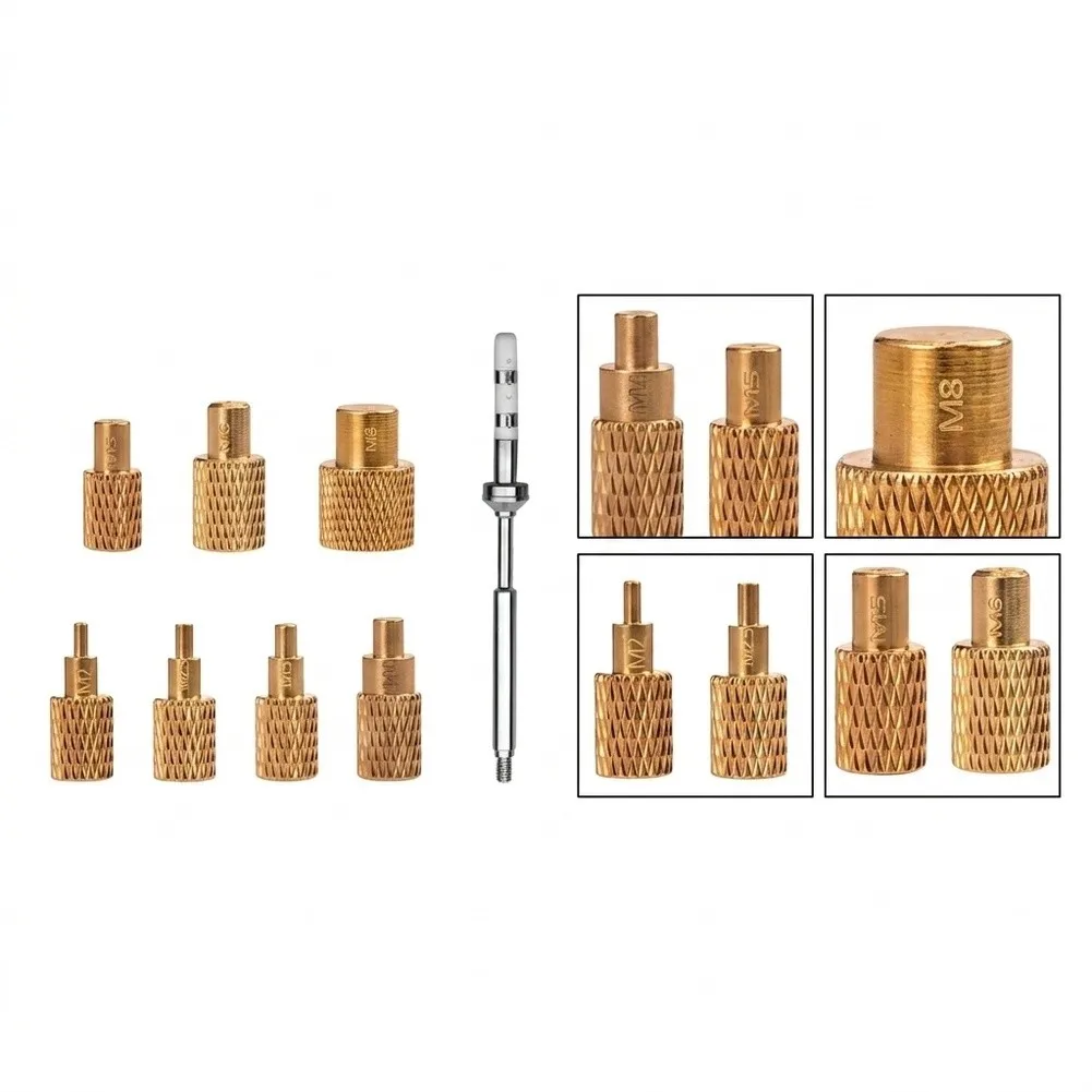 TS100-Compatible Hot Insert Nozzle Set for M2-M8 Copper Nuts Optimized for PLA ABS PC and Similar Thermoplastics