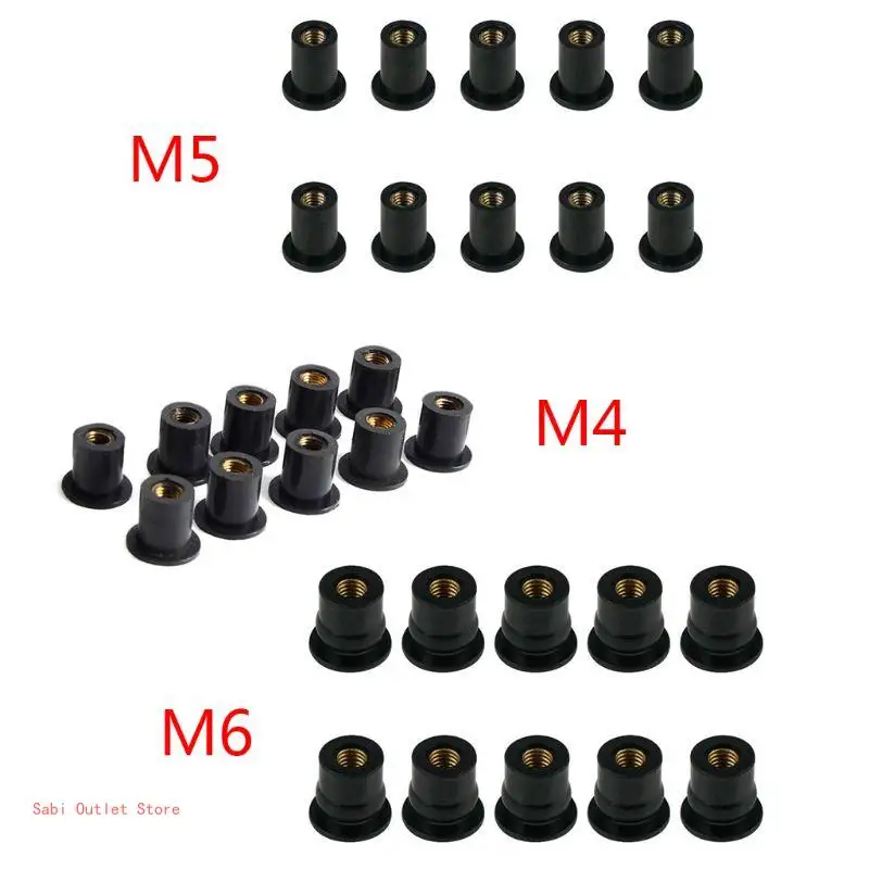 10Pcs Motorbike Windscreen Parts M6 Metric Rubber Well Nut Blind Fastener