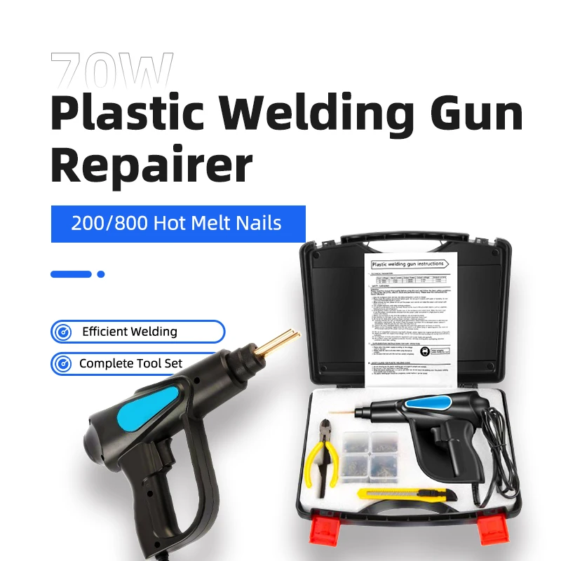 

70W PVC Car Repair Kit Plastic Welding Gun Repairer EU Bumper Soldering Iron 200/800 Hot Melt Nails Garage Tools Nail Wire Tool