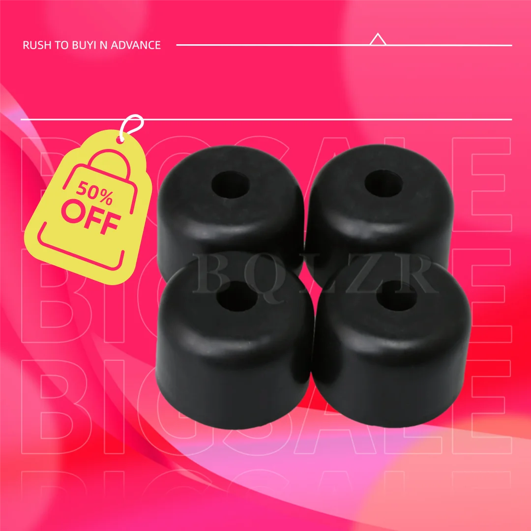 BQLZR  4pcs 50mm Dia 35mm Height Black Plastic Round Furniture Leg 6mm Hole Dia for Table