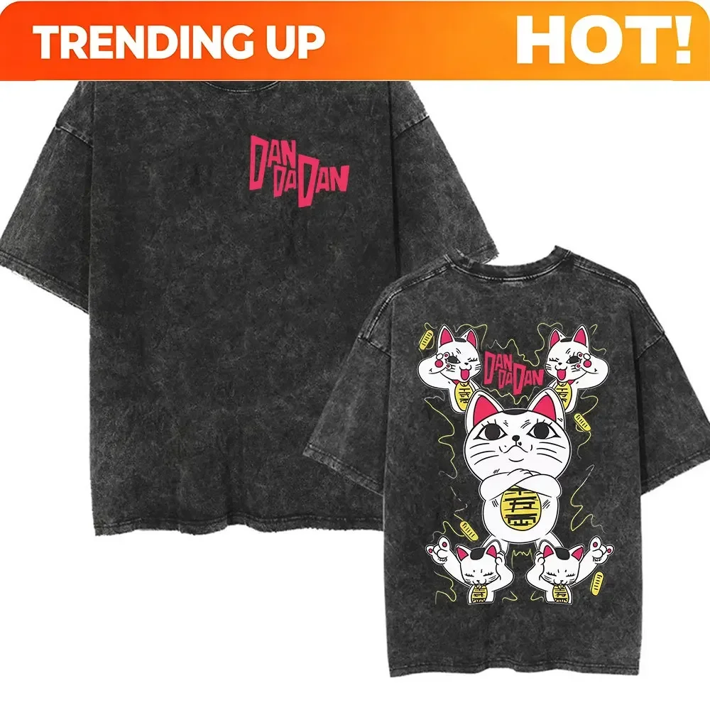 Customization Shirt Anime Dandadan Okarun Dan Da Dan Graphic Vintage Washed T Shirts Men Women Clothing Fashion Oversized Short