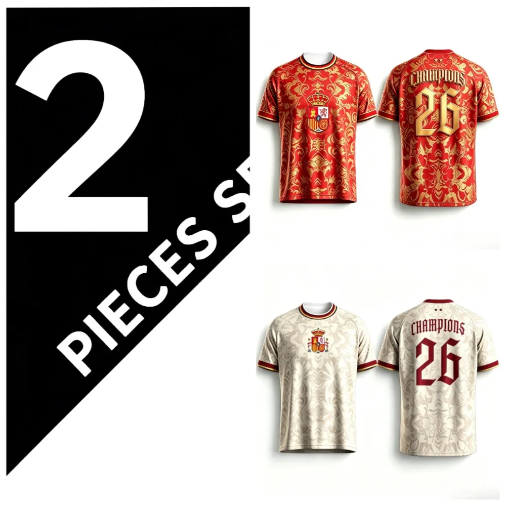 Vintage Floral   Breathable Polyester Short Sleeve Top Retro CHAMPIONS 26 Number Sports  for Match Daily WearTwo Color Options