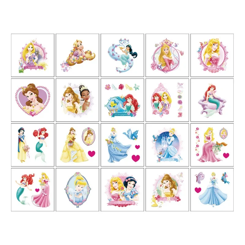 Disney Princess Cinderella Jasmine Tattoo Sticker Waterproof Sticker Funny Kids Girls Birthday Party Decorations Gift Toys