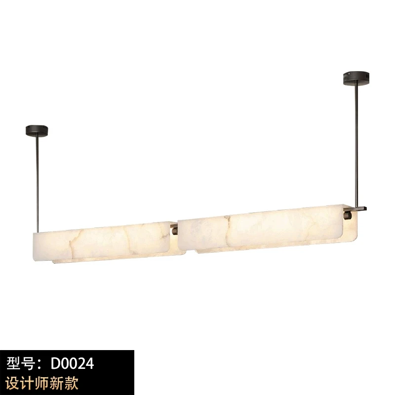 Spanish Marble Ceiling Pendant Light Lamp For Dining Room Kitchen Table Long Alabaster Chandelier Rectangle Marble Pendant Light - view 5