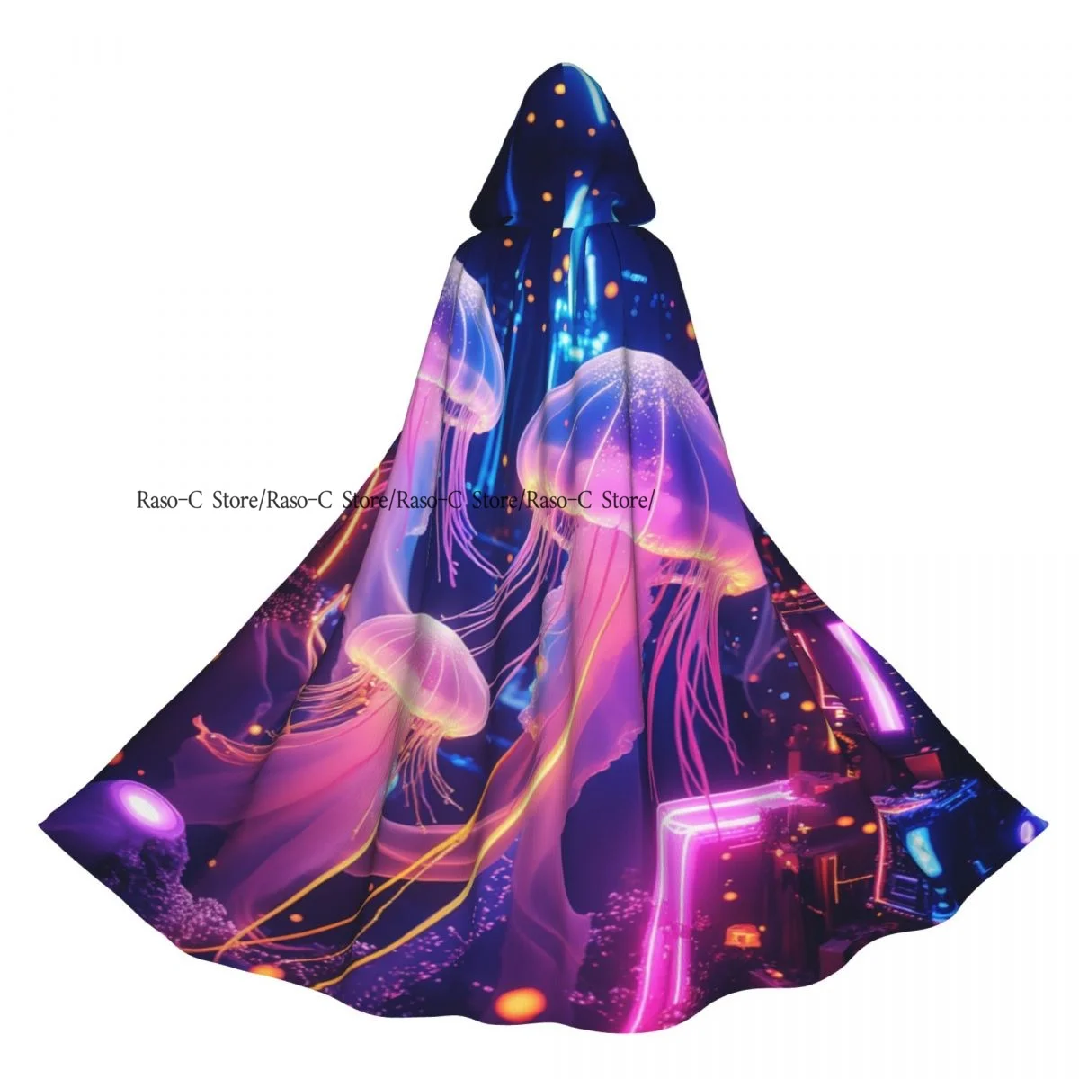 

Плащ для взрослых, накидка с капюшоном, медуза, подводные существа в глубоком море, средневековый костюм, ведьма, Викка, вампир, эльф, Пурим, карнавальная вечеринка