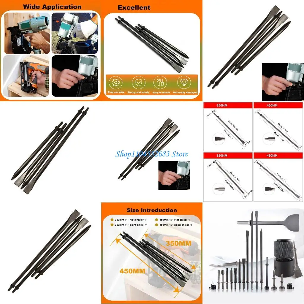 

Y6GD 350mm 14Inch 450mm 17Inch Long Air Pneumatic Hammer Chisels, Flat Chisels Tool