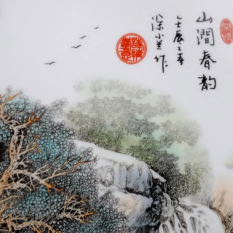 TOP GOOD  business present - TOP handicraft landscape porcelain Decor art plate limited edition Decoration