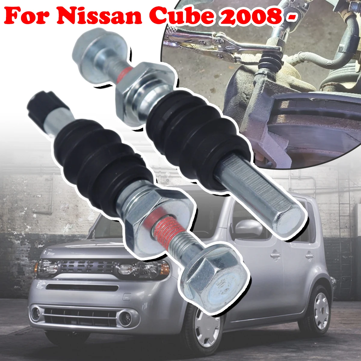 

For Nissan Cube 2008 - Front Brake Caliper Slider Guide Pins Bolt Kit Left Right Disc Housing Bellows Sleeve Bushing Parts Hex
