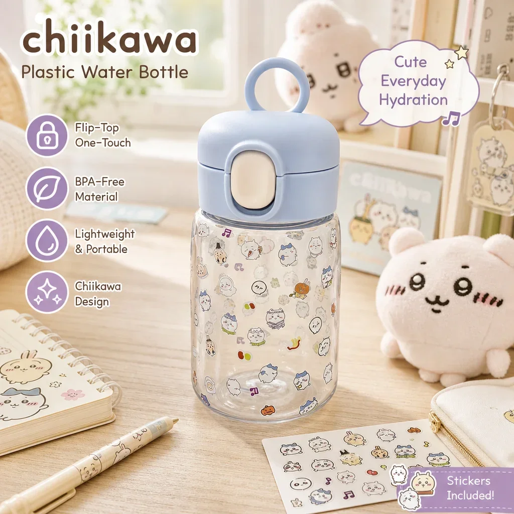 2024 New Chiikawa Water Cup Cute Mini Plastic Cup Portable Simple Handy Tumbler for Students High Appearance Kawaii Japanese