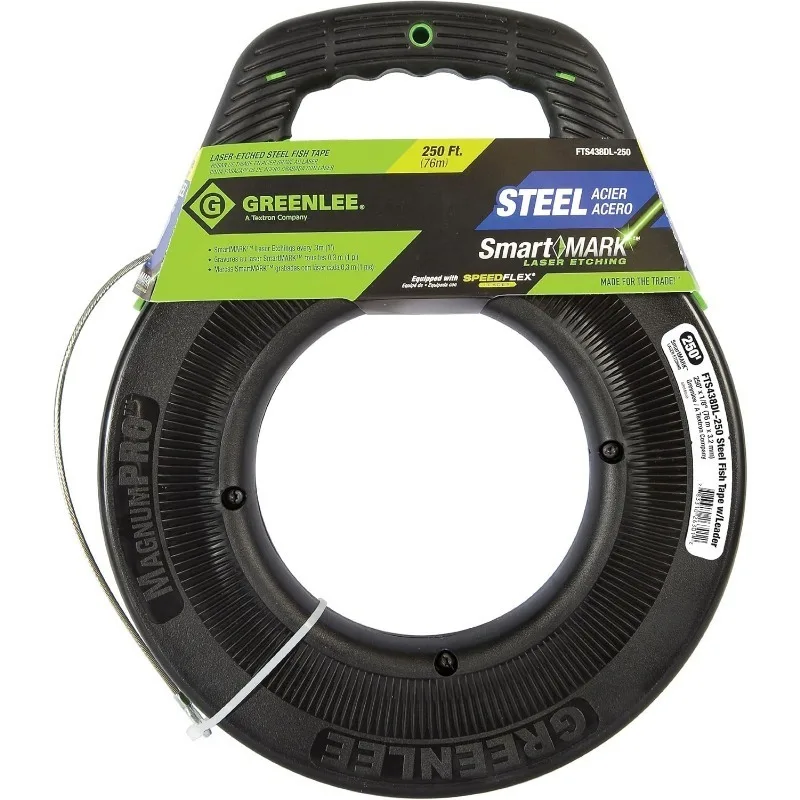 

Greenlee FTS438DL-250 Стальная лента SmartMARK с лазерной гравировкой и лидером SpeedFlex, 250 футов