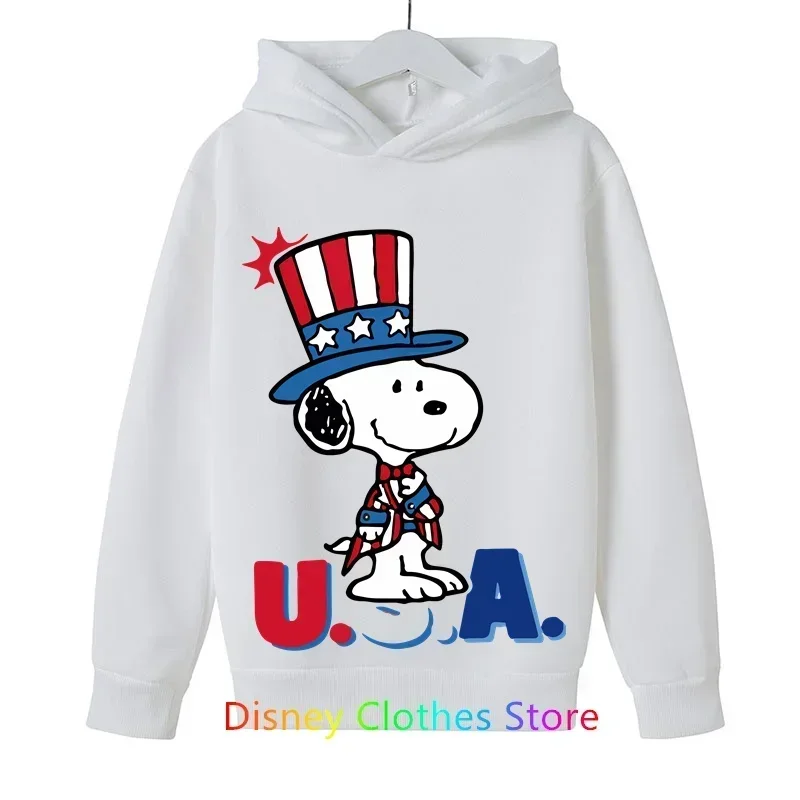 

Snoopy White Cartoon Anime Children's Pullover 2024 New Fashion Boys and Girls Children's Hoodie Spring and Autumn Children's Sw