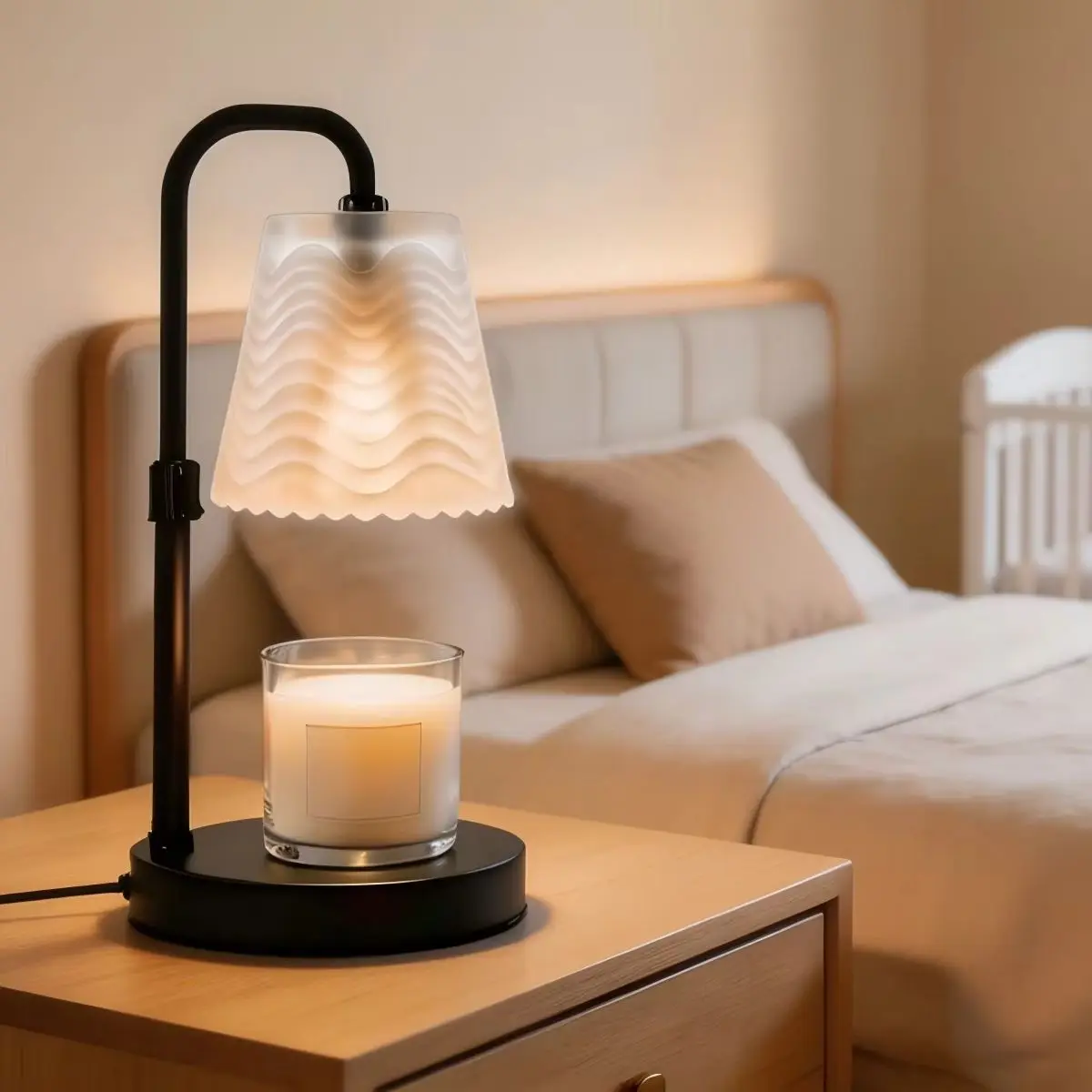Birthday Gifts for Women Mom Candle Warmer Lamp with Timer Dimmable, Adjustable Height Frosted Glass Shade, Electric Wax Melt Warmer for Scented Jar Candles, Black Metal Home Decor