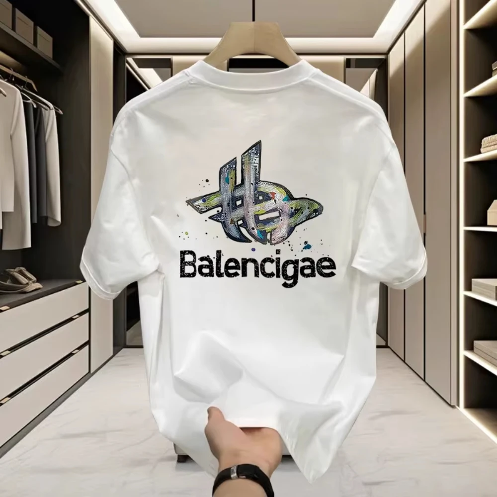 High-quality Men's Summer New Heavyweight Pure Cotton T-shirt Short Sleeve Niche Design Printed Tren Mens T Shirts