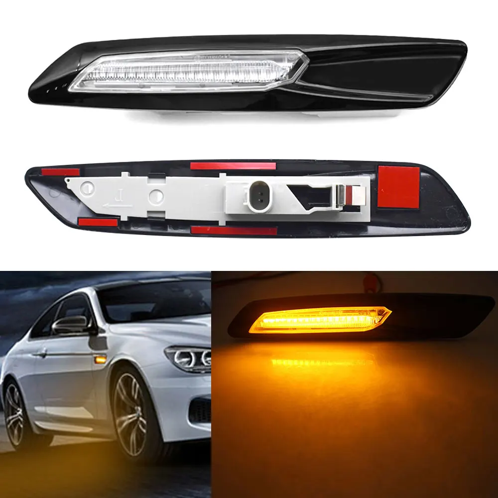 

Dynamic Amber LED Side Marker Lights Turn Signal Lamp Blinker BMW F10 Style For BMW 1 3 5 Series E90 E91 E92 F30 E93 E46 E60 E61