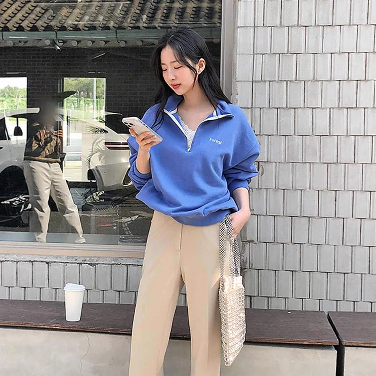 Women's New Solid Color Pullover Sweatshirt for Spring & Autumn, Minimalist Casual Commute Top with Premium Texture