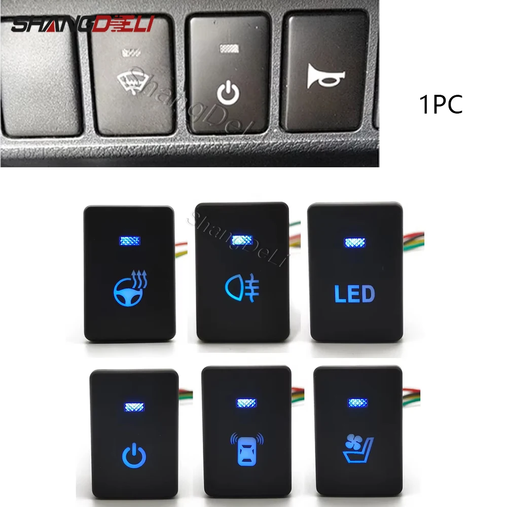 1Pc Car Blue LED Light Front Fog Lamp Power On Off Switch Button for Toyota Camry 50 Prius Corolla Land Cruiser PRADO RAV4