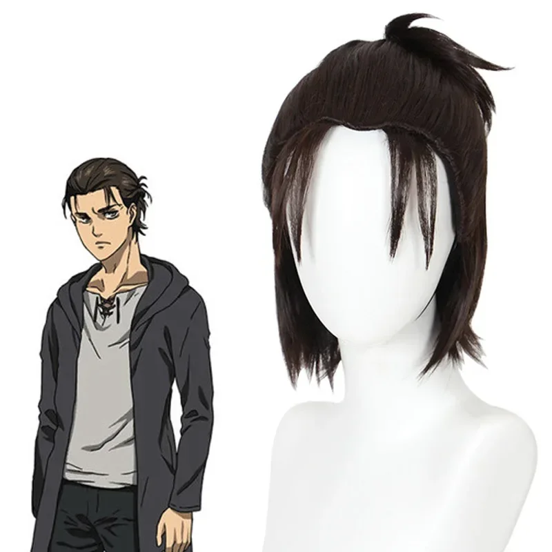 Eren Jaeger Cosplay Costume Anime Titan Costume Wig Cosplay Eren Yeager Black Hooded Trench T-shirt Pants Halloween Clothes view 6