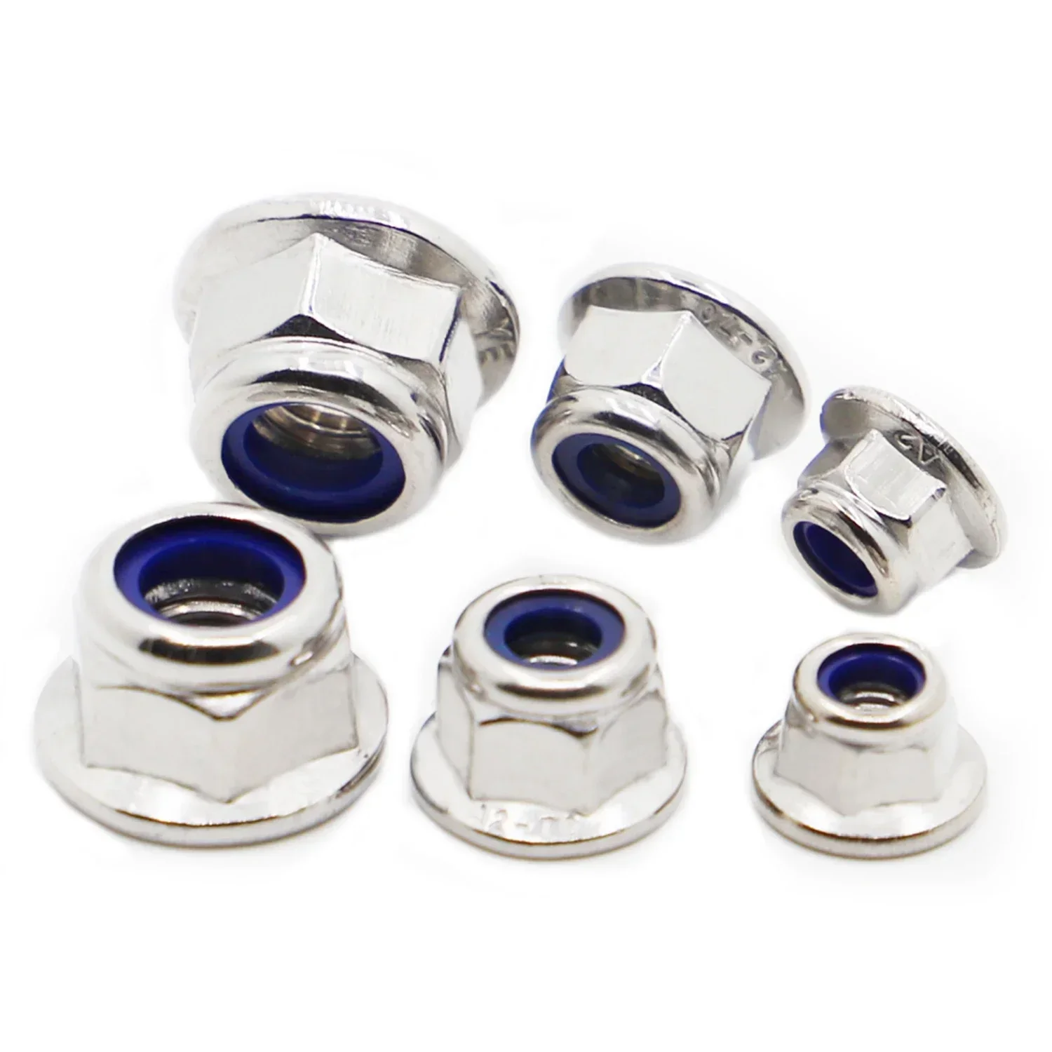 Tuerca de bloqueo de inserción de nailon con brida hexagonal M3 M4 M5 M6 M8 M10 M12, tuerca de bloqueo con brida hexagonal de acero inoxidable 304 A2