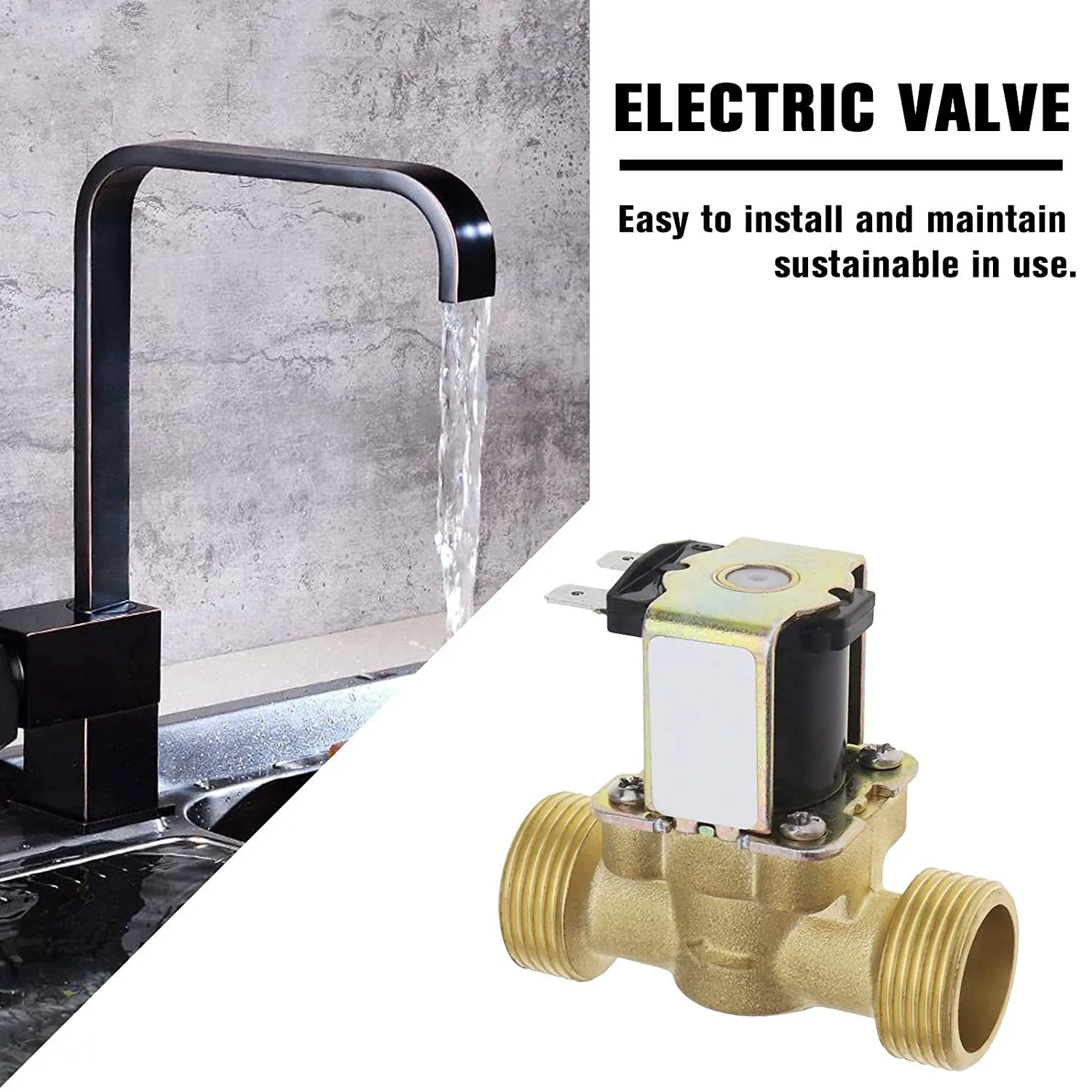 Interruptor de válvula de agua G3/4 pulgadas, válvula solenoide de latón AC220V para calentador de agua