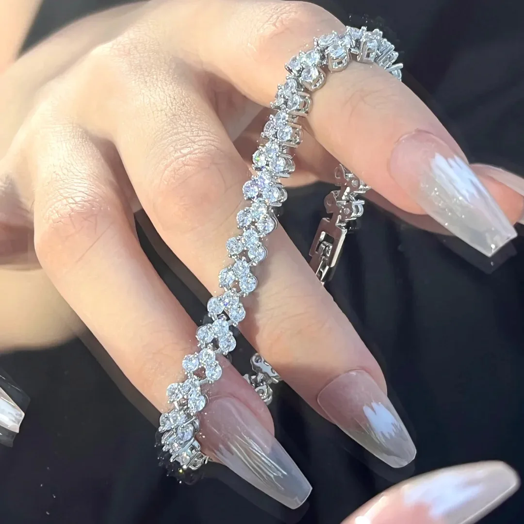 Luxury Gorgeous Tennis Bracelet for Women Folding Buckle Bangle on Hand Shiny AAA Zirconia Noble Wedding Fashion Jewelry