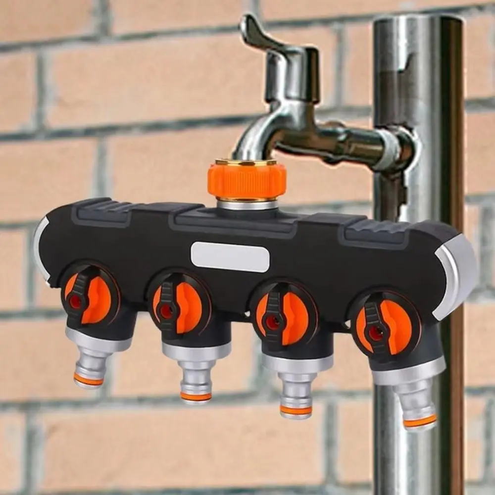 4 مفاتيح مستقلة خرطوم حديقة الفاصل موصل الصنبور الفاصل تصميم 4-Way صنبور كلبشة صمام قوي مادة متينة #4