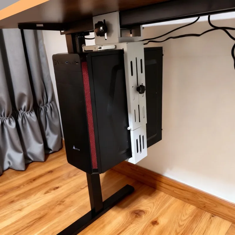 Under Desk PC Case Bracket Metal Hanging Computer Chassis Rack Adjustable Gaming Cabinet Storage Support PC Tower Organizer