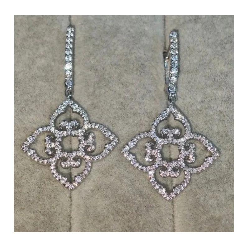 

Kazakh Ethnic Inlaid Zircon Silver Flower Earrings Women's Retro Simple Niche Design Fashion Temperament Earrings