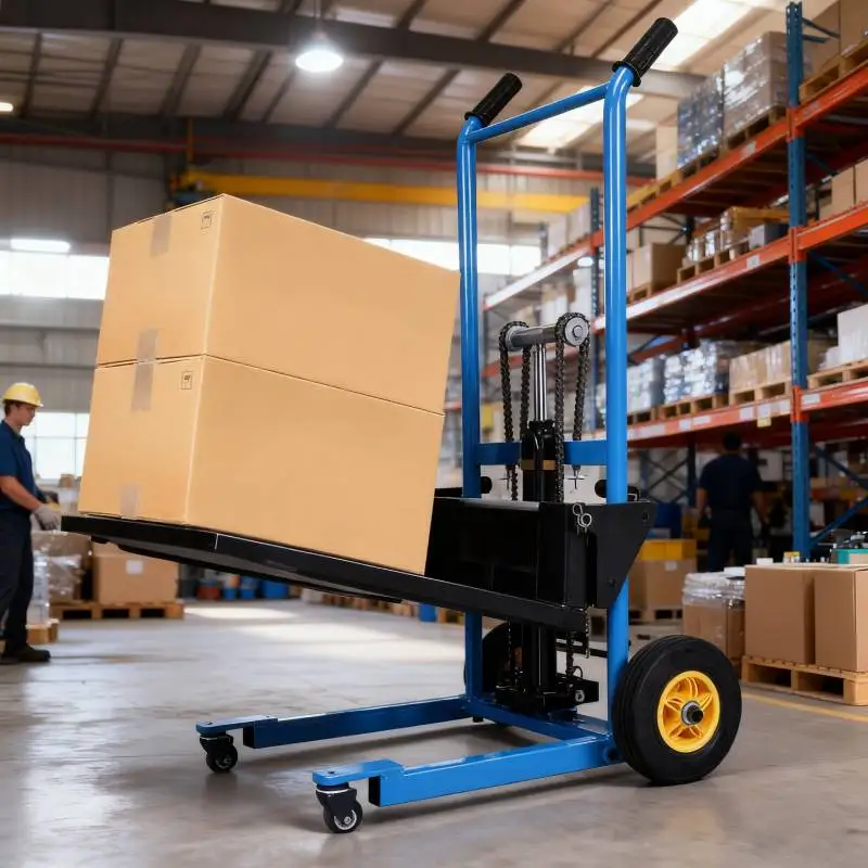 

450 Lbs Pallet Jack Table Cart 2 Universal Wheels Manual Forklift Material Stacker Hand Truck Lift for Construction Warehousing