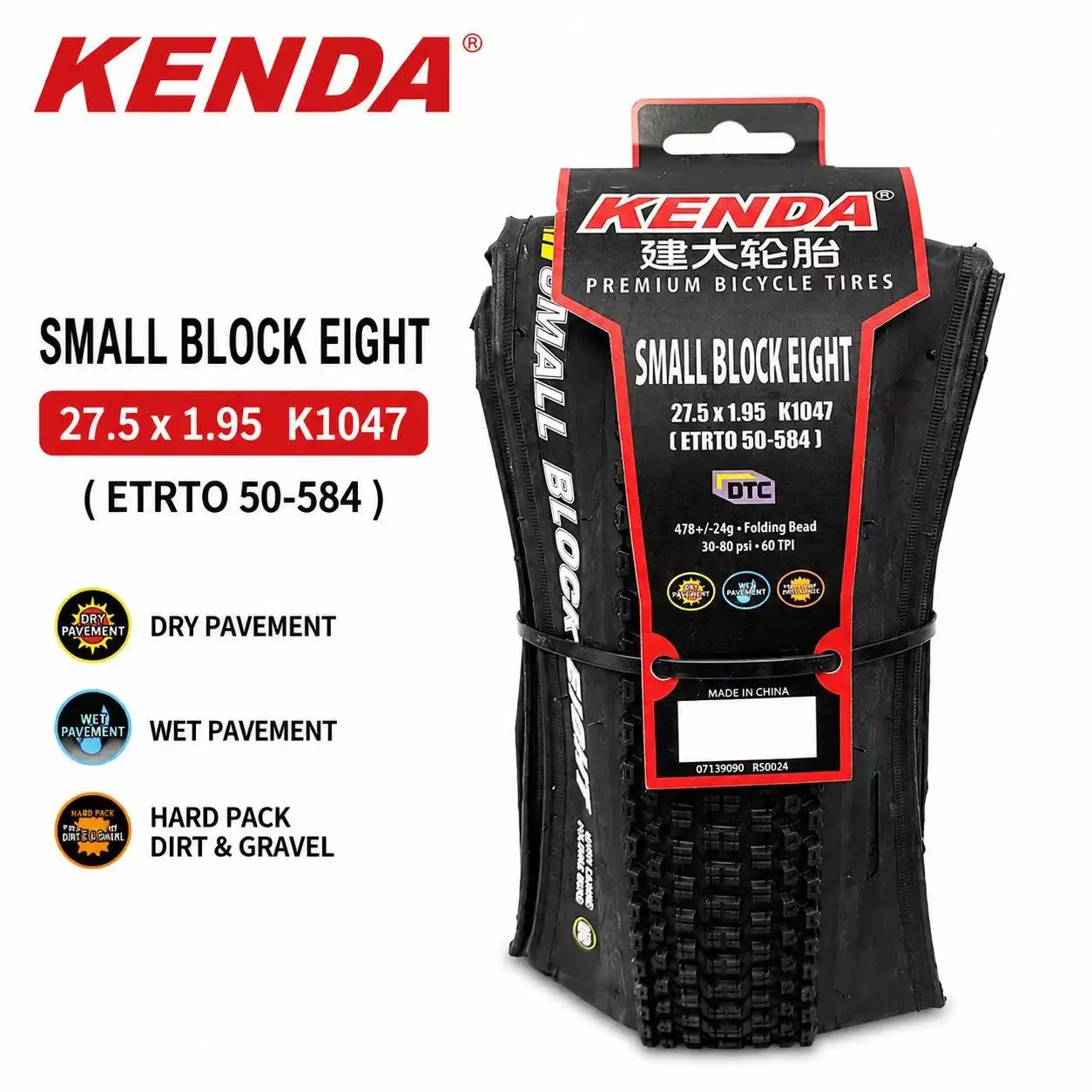 Kenda K1047 Small Block Eight Faltbarer MTB-Reifen 26 27,5 29 Zoll x 1,95 2,10 XC Mountainbike-Reifen Schnell rollender Fahrradreifen – Detail 4