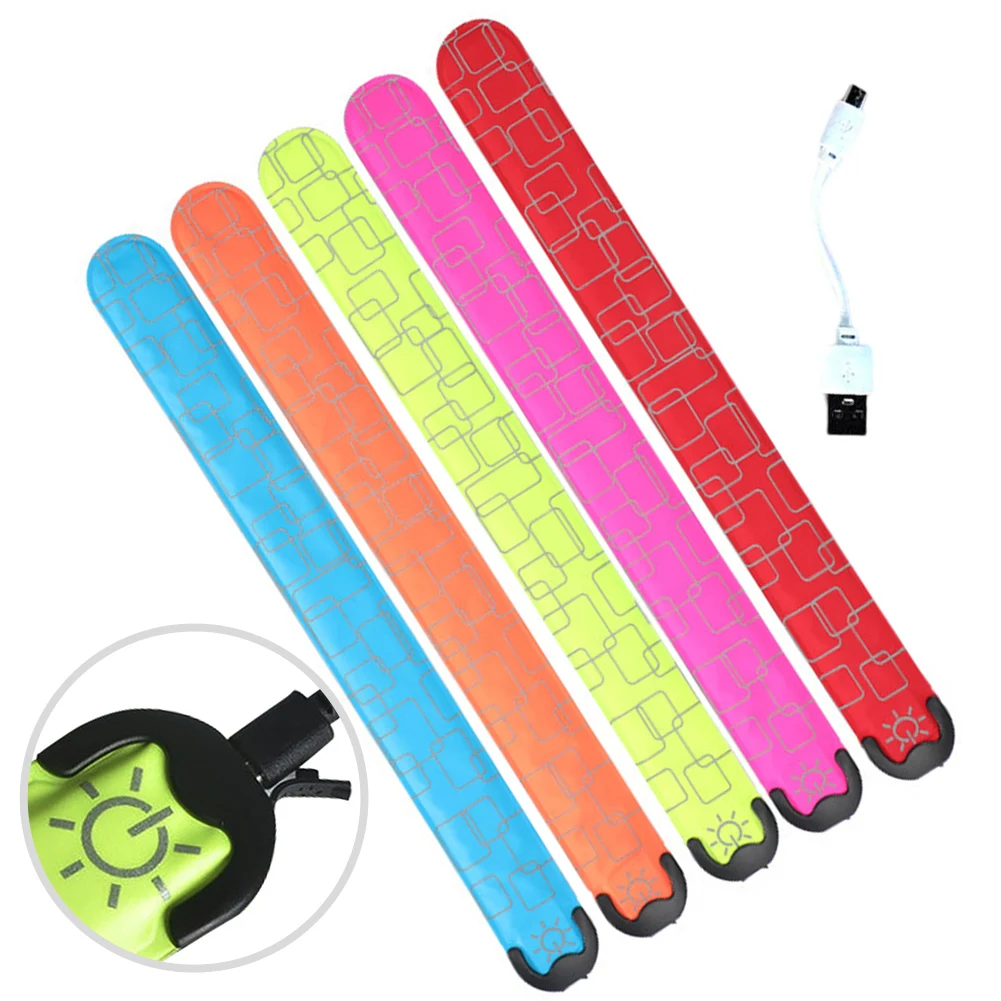 Rechargeable LED Armband Clap Strap Wristband High Visibility Reflective For Night Cycling Running Luminous Sports Wrist Strap