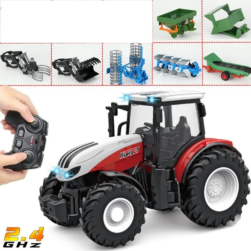 1/24 rc caminhão trator fazenda reboque do carro 2.4g carros de controle remoto modelo agricultura em miniatura agricultor modelo animais brinquedos crianças menino