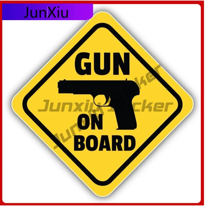 

Gun On Board Sign Car Bumper Vinyl Sticker Waterproof Scratch-proof Exterior Decal Custom Decals Car Decoration Stickers For Suv