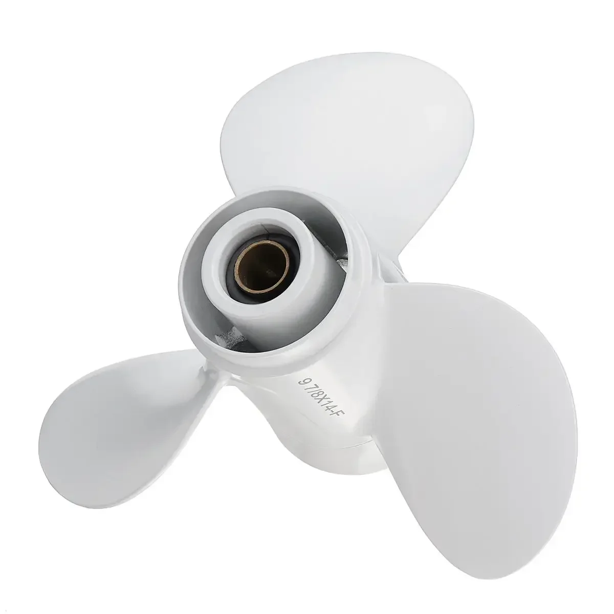 لياماها 20-30HP 664-45952-00-EL 9 7/8x14 الألومنيوم قارب المروحة الخارجية الأبيض 10 سبلاين الأسنان 3 شفرات R دوران