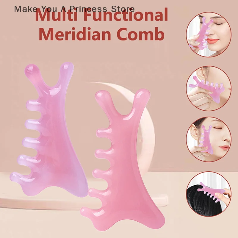 Little Dolphin Gua Sha Massage Comb Fine-Tooth Scraping Meridian Massage Comb Relaxing Resin Body Massage Comb Head Massage Tool