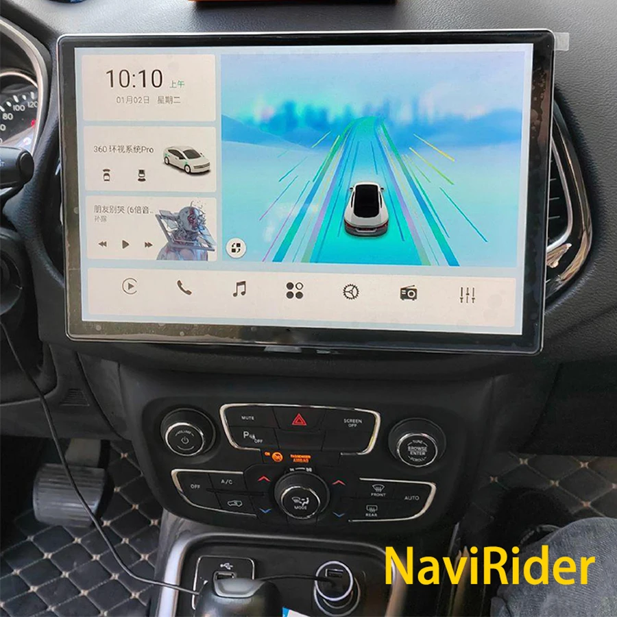 

Автомобильное авторадио 13,3 дюйма для Jeep Compass Android 14, мультимедийная навигация, GPS-плеер, WIFI + 4G Bluetooth DSP, стерео тепловой блок CarPlay