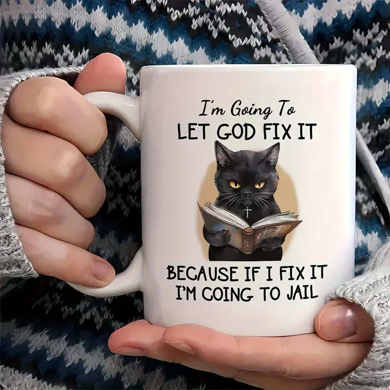 Ceramic Fun Black Cat coffee mug 