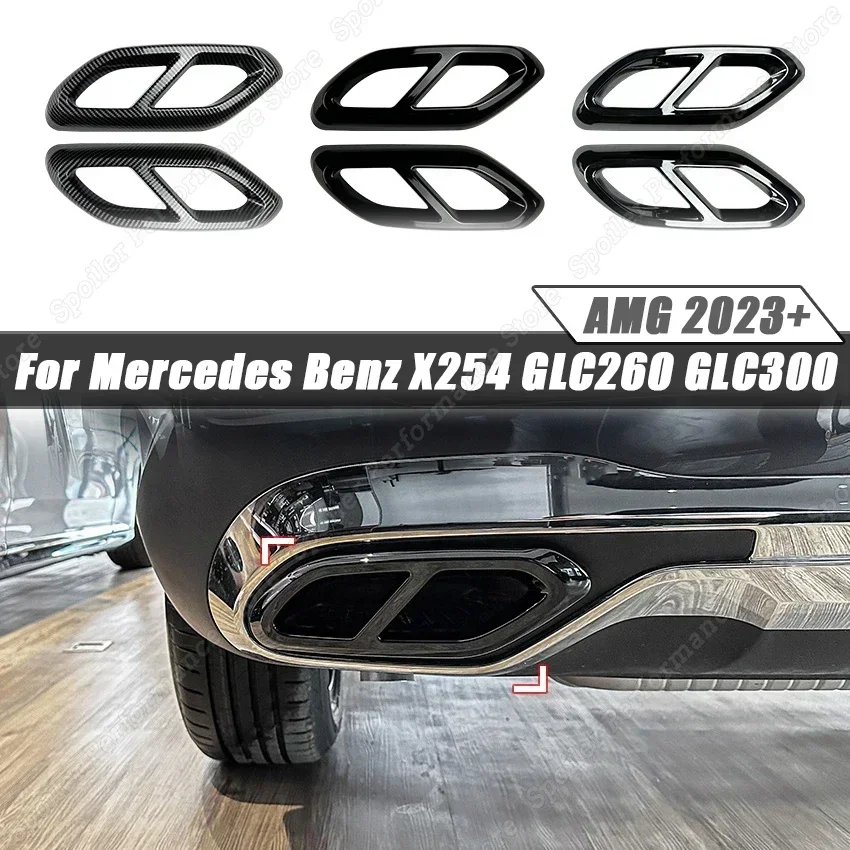 Car Tailpipe Throat Frame Muffler Bumper Exhaust Pipe Cover Trim for Mercedes Benz GLC Class X254 GLC260 GLC300 AMG 2023+ Tuning