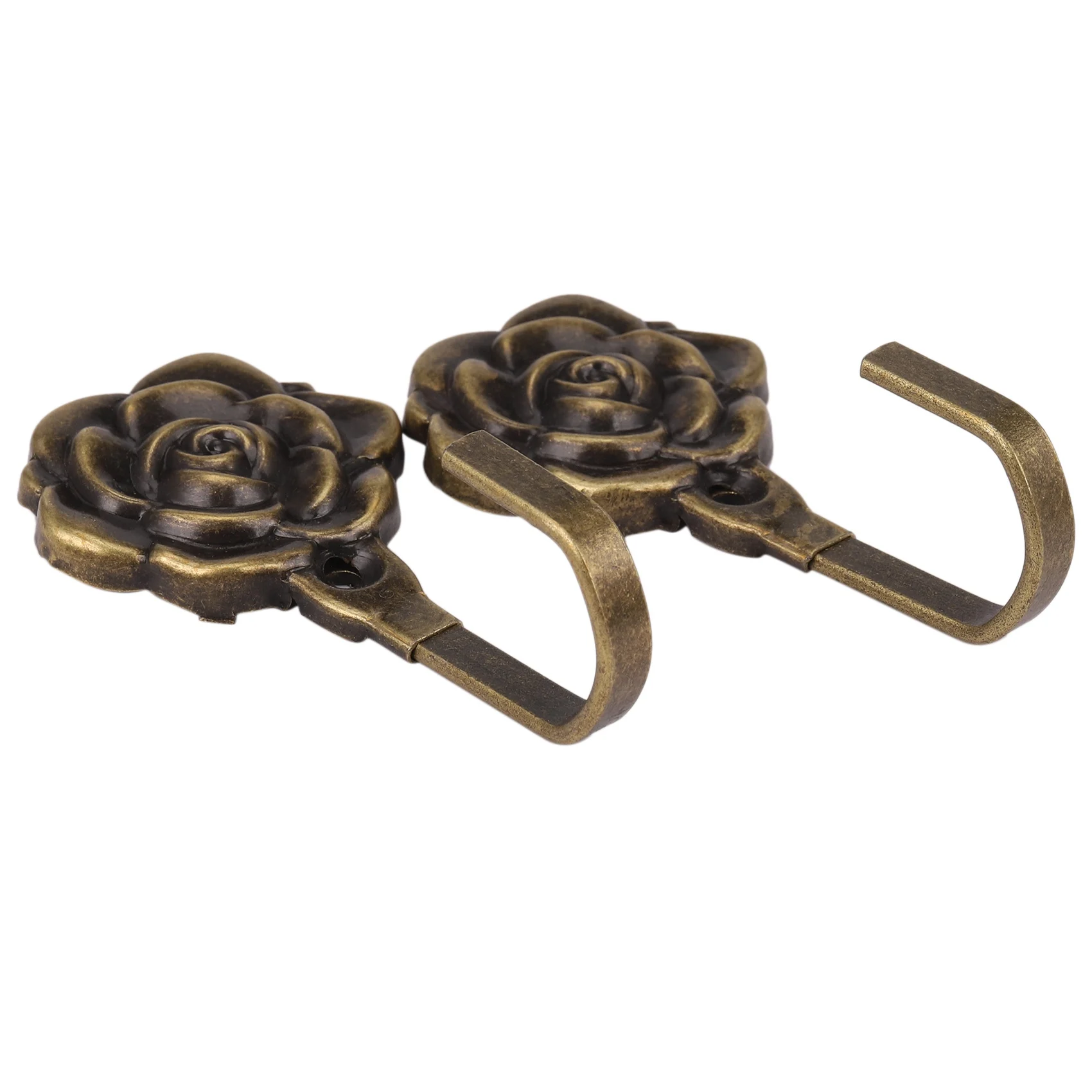 2Pcs Metal Rose Flower Curtain Tie Back Tieback Holders Wall Hooks Decor